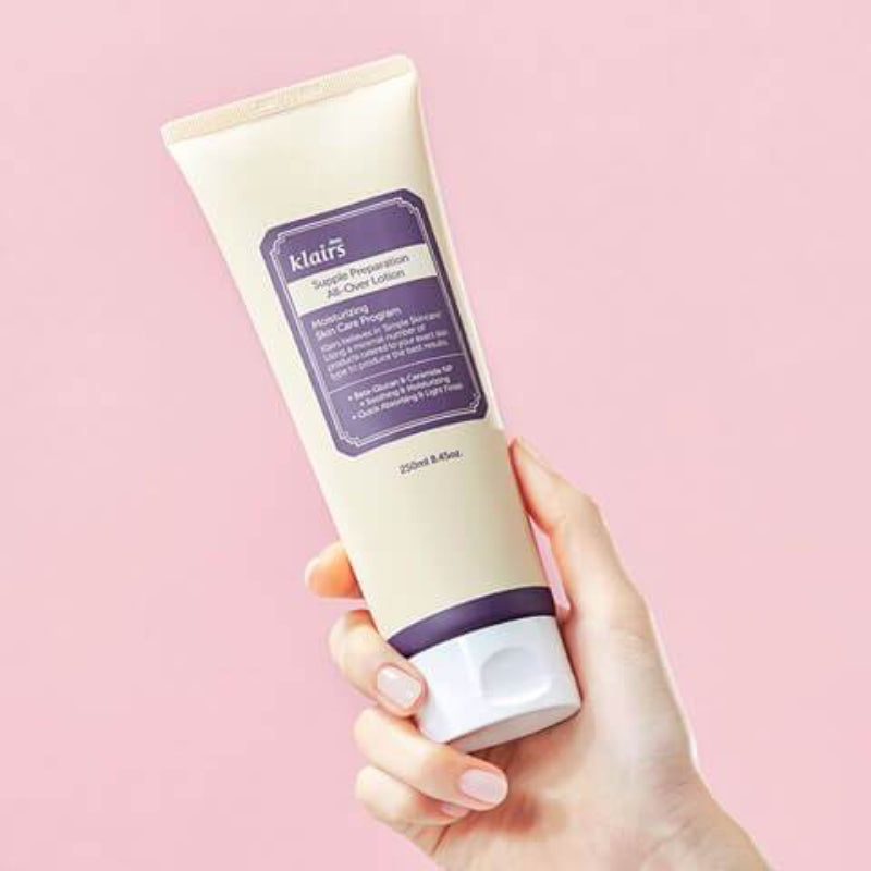 KLAIRS Supple Preparation All-Over Lotion — application KLAIRS Supple Preparation All-Over Lotion — application